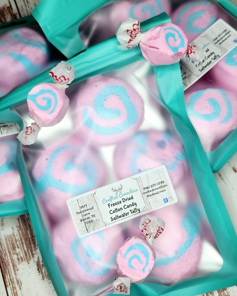 Freeze Dried Cotton Candy Saltwater Taffy Puffs- 4x6 SAMPLE Size