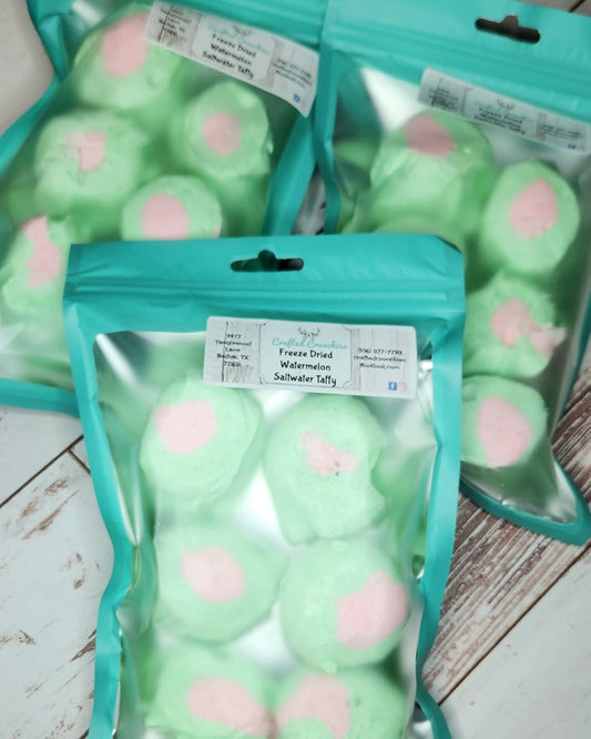 Freeze Dried Watermelon Saltwater Taffy Puffs- 4x6 SAMPLE Size