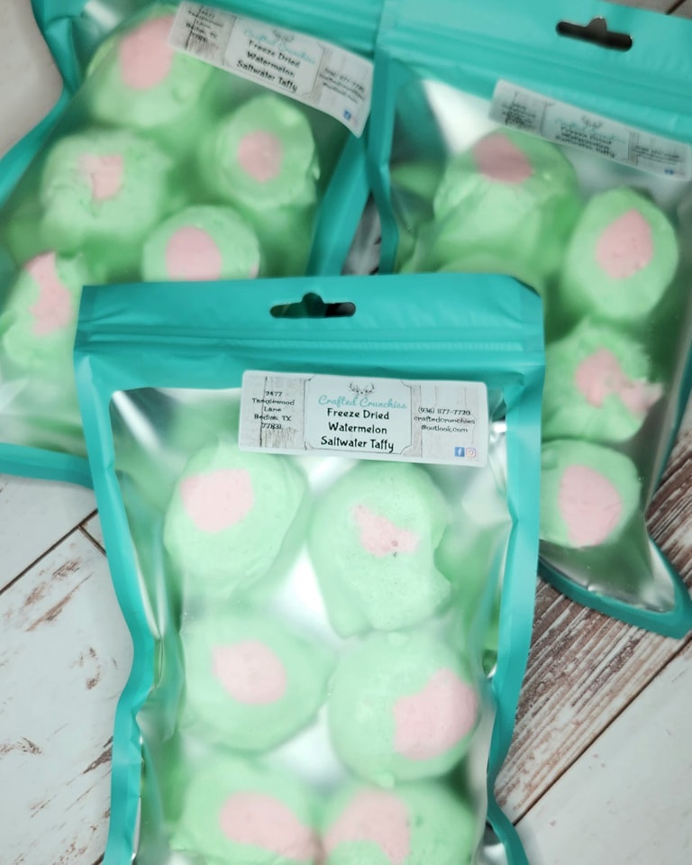 Freeze Dried Watermelon Saltwater Taffy Puffs- 5x8 STANDARD Size